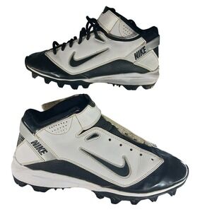 Nike‎ Super Bad Football Cleats Youth Size 6.5 Black White Mid Top